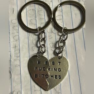 Best Fucking Bitches Heart Keychain Set